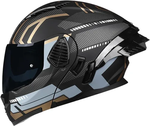 Vista 7 de Casco de Motociclista de Cara Completa con Visera Dual y Abatible para Adultos, Hombres y Mujeres, Integrado para Motocicleta, Calle, Ciclomotor