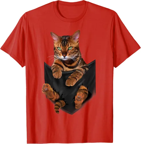 Vista 101 de Camiseta de bolsillo con estampado de tigre y gato Negro
