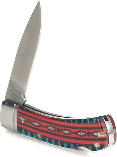 Vista 3 de ARIAT Aztec - Cuchillo de bolsillo plegable de hoja lisa, acrílico, multicolor, hoja de 3 pulgadas (grande)