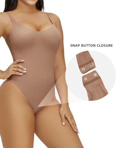 Vista 5 de SHAPERX Body de cuello cuadrado para mujer, sin mangas, sin compresión, para mujer