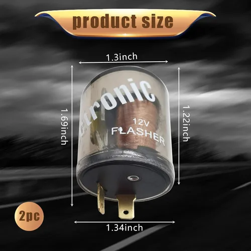 Vista 2 de 2 piezas de relé intermitente de 2 pines para auto, 20A 12V, carcasa redonda transparente, relé intermitente rápido, indicador de señal de giro LED