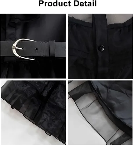 Vista 4 de YUEGOO Vestido de disfraz negro para niñas, disfraces de Halloween, vestido de fiesta de cosplay con accesorios de 3 a 12 años