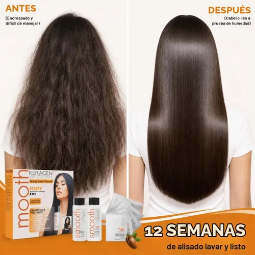 Vista 3 de KERAGEN - Kit de alisado de queratina en casa, control de encrespamiento, 2-4% de formaldehído For thick and textured-hair; deep conditioning and