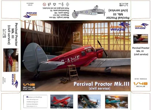 Vista 2 de DW48016 Percival Proctor MK.III Registro Civil 1/48 Escala Aeronave Kit Modelo Plástico