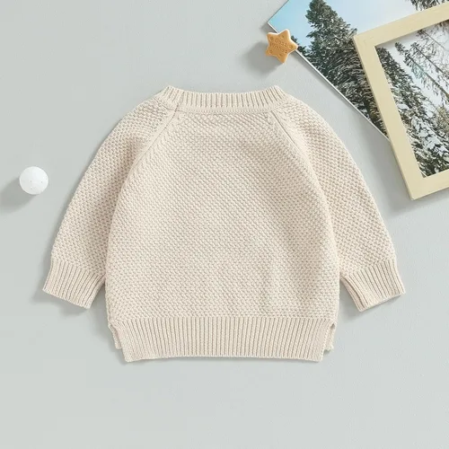 Vista 3 de Suéteres de punto grueso para bebé, niña, niño, sudadera para bebé, linda ropa de otoño e invierno