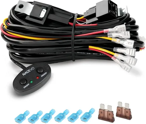 Vista 2 de NAOEVO Barra de luz LED de 6 pulgadas con 3 modos (blanco/ámbar/blanco y ámbar) y doble relé de 2 cables de arnés de cableado