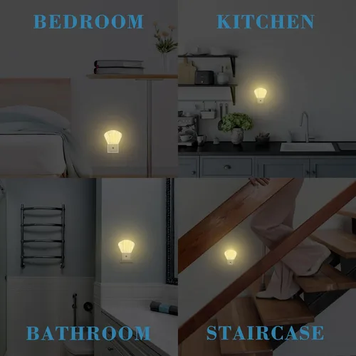 Vista 7 de Luz nocturna de textura de madera blanca, luz nocturna de grano de madera vieja enchufable a la pared con sensor de atardecer a amanecer para niños