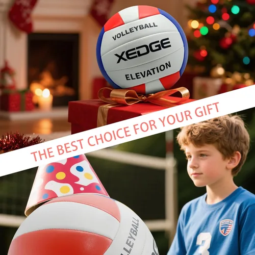 Vista 5 de XEDGE Pelota de voleibol cosida a máquina, tamaño 5, oficial para entrenamiento en interiores y exteriores, playa, césped y juego en la cancha