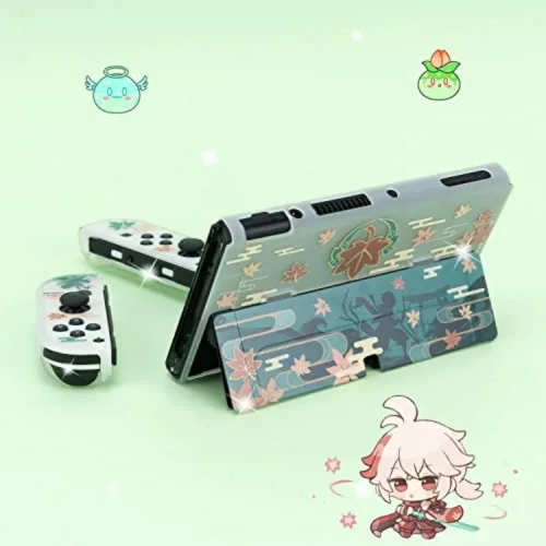 Vista 3 de ENFILY Cute Genshin Impact Kaedehara Kazuha Case Compatible with Nintendo Switch OLED, Dockable Case Cover, Ergonomic Soft TPU Grip Case for Joycon