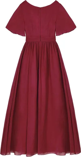 Vista 7 de ranrann Vestido largo de gasa formal para mujer, para boda, dama de honor, con abertura lateral