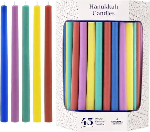 Vista 11 de 2 paquetes de velas de menorá de Janucá de lujo azules y blancas con forma de cono para las 8 noches de Janucá, tiempo de combustión de 45 minutos