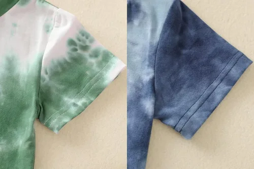 Vista 5 de Conjunto de 4 piezas para bebé y niño, ropa de verano con teñido anudado y pantalón corto