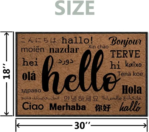 Vista 3 de Emilyhome Hello Funny Felpudo lavable a máquina de perfil bajo de 0.24 pulgadas, para interiores y exteriores, antideslizante y seguro para suelos