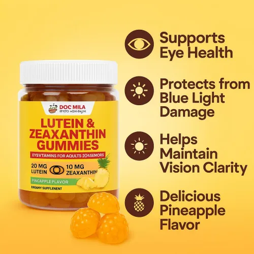 Vista 4 de Gomitas de luteína y zeaxantina - Vitaminas oculares para adultos mayores de 50 años - Suplementos de salud ocular para más de 50 adultos - Luteina