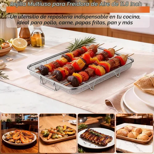 Vista 7 de P&P CHEF Cesta para freidora de aire de 11.8 pulgadas para horno, estante