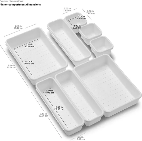 Vista 6 de madesmart Paquete de 8 cubos entrelazados de alta calidad, juego organizador modular de cajones para suministros de oficina, herramientas