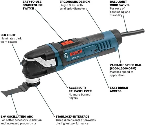 Vista 2 de Bosch GOP55-36B StarlockMax juego de multiherramienta oscilante con accesorio de hojas de encastre