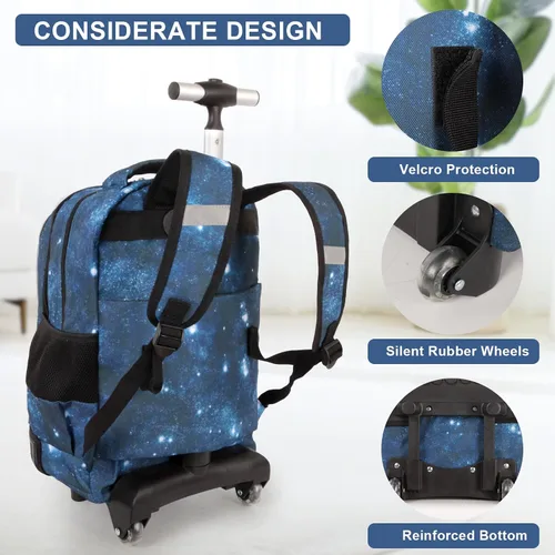 Vista 5 de Tilami Mochila con ruedas para niños y niñas, astronauta