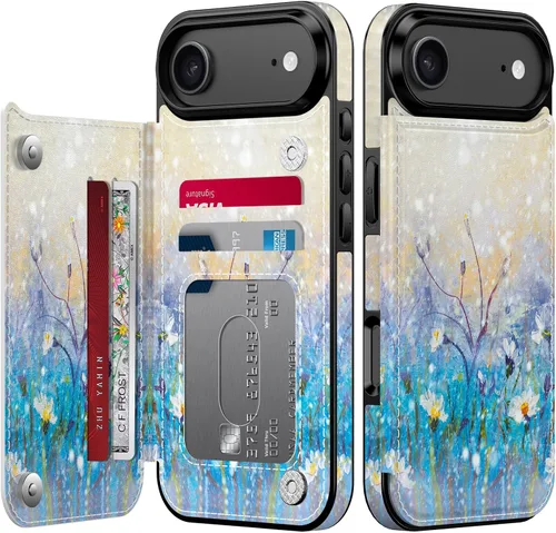 Vista 272 de LETO para iPhone 15 Pro Funda tipo cartera - Tapa tipo folio con patada - Diseños de moda - Tarjetero - Funda protectora para mujeres y niñas - 6.1