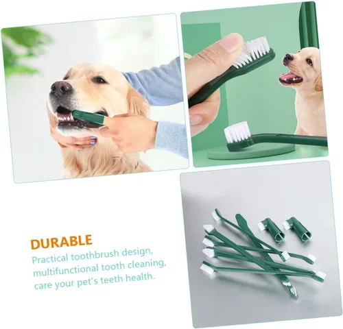 Vista 9 de 1 set de cepillo de dientes para mascotas para perros de doble cabeza cepillo de dientes para cachorro kit para cuidado bucal cerdas suaves para una