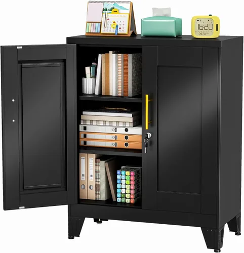 Vista 12 de Gabinete de almacenamiento de casillero de metal de 24.5"H con cerradura - Gabinete pequeño con cerradura para empleados, gabinete de casillero