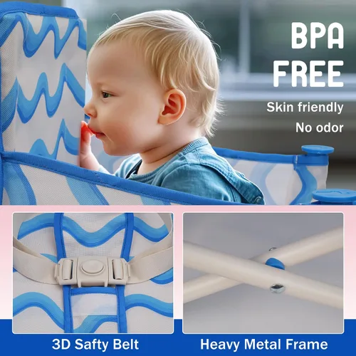 Vista 3 de Tiny Marvels Silla de bebé portátil 3 en 1, asiento elevador acogedor, silla de bebé con bandeja, plegable compacta, silla para niños pequeños