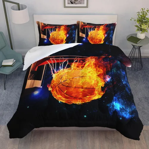 Vista 24 de AILONEN Juego de edredón de béisbol tamaño individual, juego de ropa de cama para niños, cama deportiva para niños en una bolsa, 1 juego de edredón