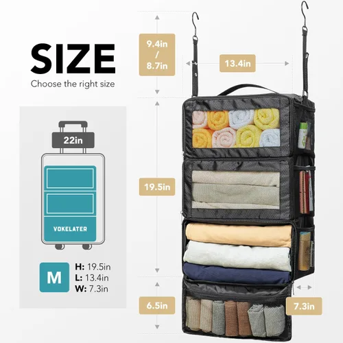Vista 2 de Organizador de maleta, organizador de equipaje de viaje, estantes colgantes, cubo de embalajeorganizador de viaje portátil plegable para equipaje