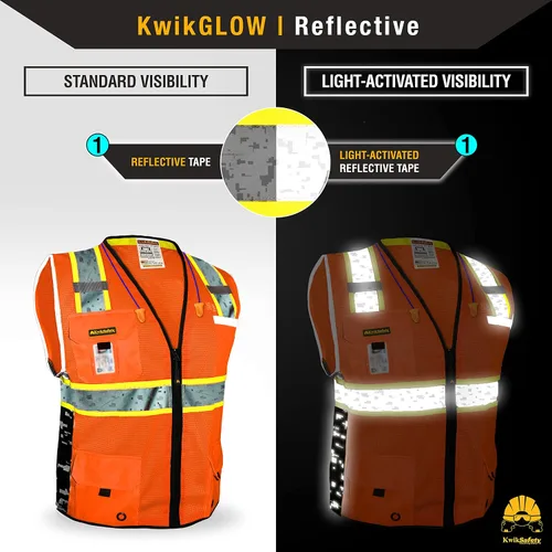 Vista 3 de KwikSafety BIG KAHUNA DIGITAL - Chaleco de seguridad [naranja, 3XL] + paquete de casco duro de ala completa TORTOISE