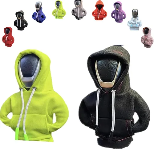 Vista 24 de Funda para palanca de cambios de automóvil, suéter divertido con pomo de palanca de cambios, sudadera con capucha para decoración y protección