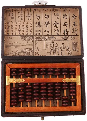 Vista 6 de Menolana Ábaco aritmético de cuentas de madera chino vintage con conteo de calculadoras de caja