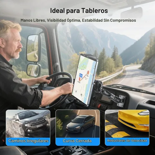 Vista 3 de PLDHPRO Soporte de tableta para camión, base de taladro resistente, soporte para tablet para tablero de automóvil, soporte ajustable de 2 etapas
