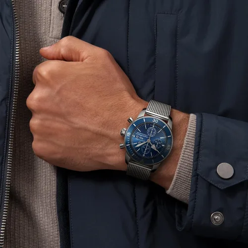 Vista 5 de Breitling Superocean Heritage II cronógrafo cronómetro automático esfera azul reloj para hombre A13313161C1A1, Reloj de buceo, cronógrafo