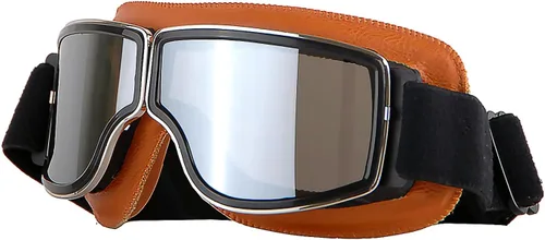 Vista 9 de Anteojos de seguridad para motociclismo, motonetas, medio casco clásico para Vespa, estilo aviador, plegable con lentes transparentes