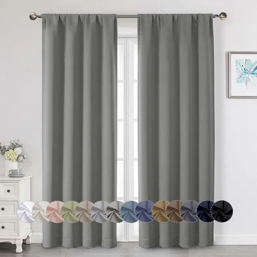 Vista 30 de Cortinas opacas para dormitorio, sala de estar, juego de 2 paneles de 54 pulgadas de largo, cortinas de oscurecimiento de habitación con aislamiento