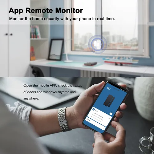 Vista 6 de Sensor de puerta inteligente WiFi, alarma inalámbrica con sensor de ventana de puerta, mini sensor de contacto para seguridad del hogar