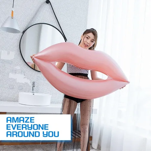 Vista 5 de Flotador gigante para piscina de labios de natación – 43.3 x 31.5 pulgadas, flotador gigante de labios rosados, tumbona de agua para adultos, gran