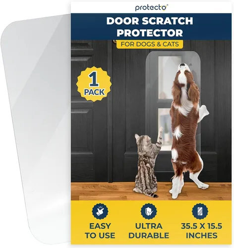 Vista 8 de PROTECTO Door Protector from Dog Scratching, 18x12 - Door Scratch Guard Heavy Duty Door Scratch Protector for Cats & Dogs, Clear Scratch Shield