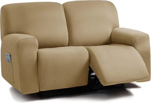 Vista 20 de ULTICOR Fundas para sofá reclinable de 8 piezas con diseño de jacquard cuadrado, fundas elásticas para sofá reclinable de 3 cojines, gruesas, suaves