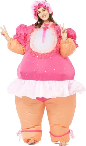 Vista 6 de GOPRIME Baby Doll Inflatable Costume, baby shower party Adult Size Azul