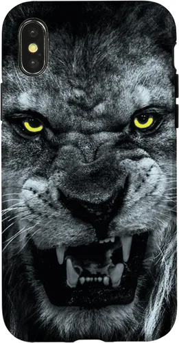 Vista 4 de iPhone 15 Angry Lion Face Graphic With Angry Yellow Eyes Case