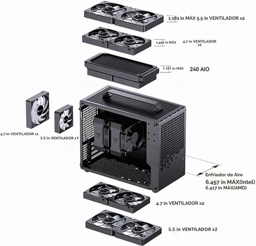 Vista 4 de JONSBO /JONSPLUS Z20 - Carcasa negra para PC Mini Tower Micro-ATX, con asa de transporte desmontable, tamaño mini, compatible con hardware de alto