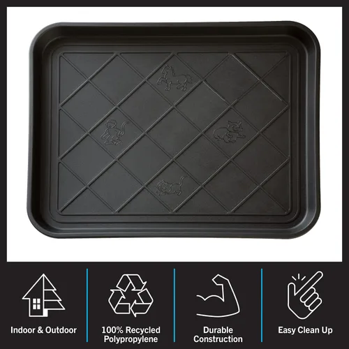 Vista 4 de Alfombrilla o bandeja para botas, de Stalwart, ecológica, 30 x 15 pulgadas, tamaño grande, negra, Negro