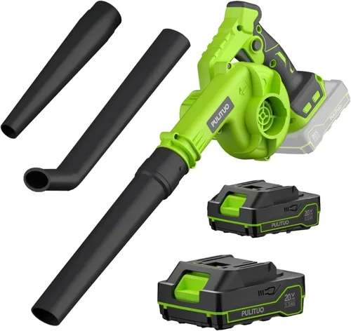 Vista 8 de Soplador de hojas inalámbrico con batería y cargador, soplador eléctrico inalámbrico de 20 V, soplador de hojas pequeñas de 120 MPH, soplador