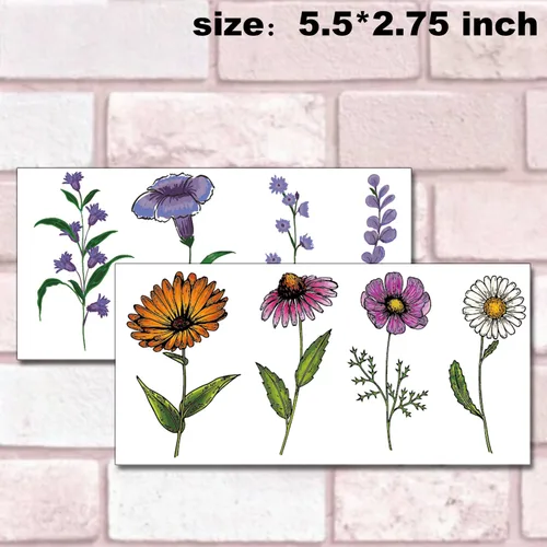Vista 4 de Tazimi 12 hojas de tatuajes temporales – Acuarela Flor y Lavanda Girasol Violeta Rosa Tatuaje Pegatinas para Mujeres y Niños