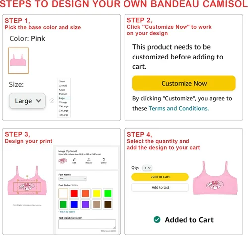 Vista 4 de Littleforbig Diseño de impresión personalizada Tu Propio Crop Top Bandeau Camisola Mensaje Personalizada Imagen Unisex Ultra Suave Rosa