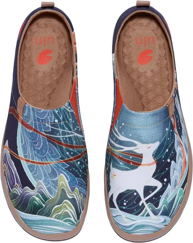 Vista 83 de UIN Zapatos de viaje para caminar para hombre, sin cordones, de lona, informales, ligeros, cómodos y modernos, diseño de perritos felices Ahhhhh