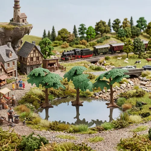 Vista 8 de Toddmomy Modelo de árbol paisajístico, mini ciprés de pino, paquete de 3 para bricolaje, diseño de tren, decoración de mesa de arena y decoración