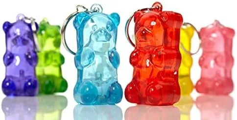 Vista 4 de Gummygoods Llavero de oso de goma de tamaño mordido, luz nocturna para niños, luz LED, batería incluida