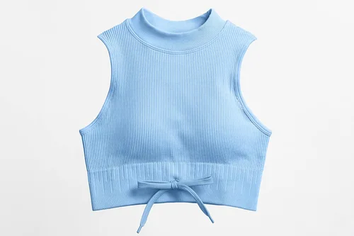 Vista 7 de QINSEN Conjuntos de entrenamiento acanalados para mujer sin costuras cuello alto brasier deportivo con control de abdomen leggings de yoga de 2